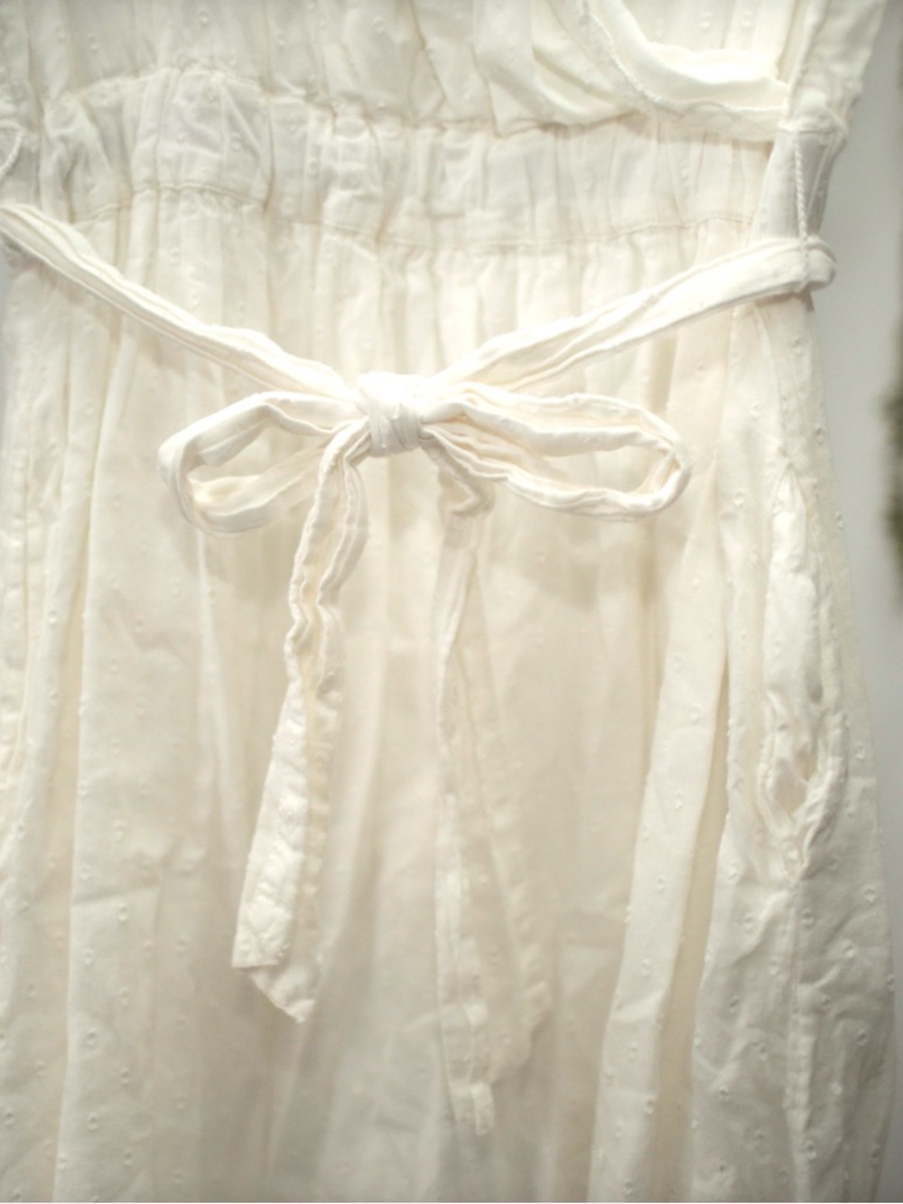 JessaKae XL Cotton White Faux Wrap Midi Dress with Elastic & Tie Waist - Picture 8 of 9